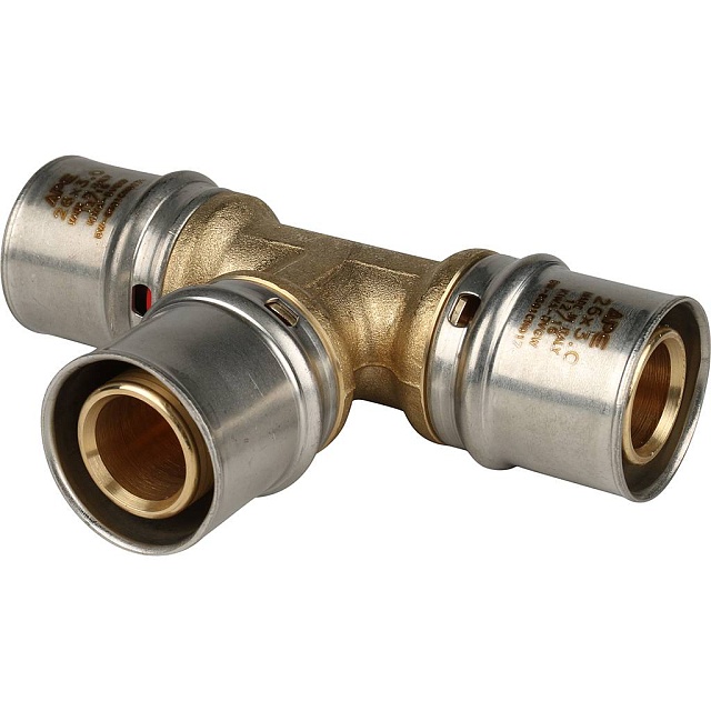 МП Тройник равнопроходный пресс для металлопласта STOUT Ø26х26х26