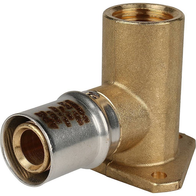 МП Угол резьбовой с креплением пресс для металлопласта STOUT Ø20х1/2", удлиненный