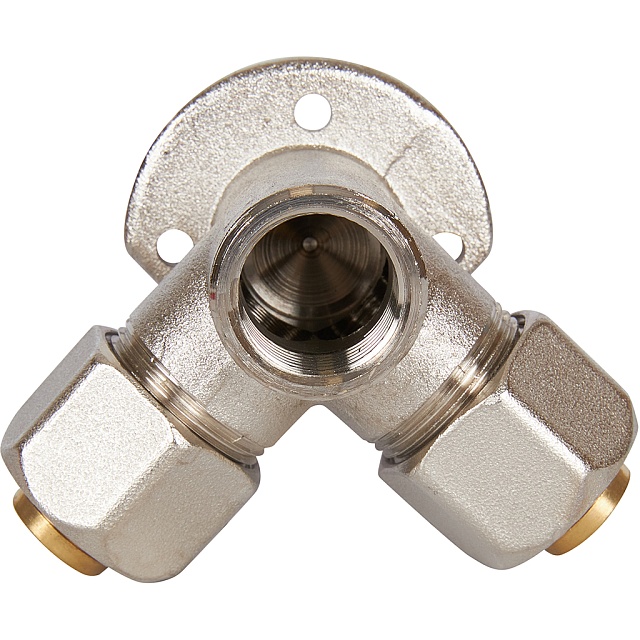 МЦ Тройник с креплением цанга для металлопласта STOUT Ø20х1/2"х20