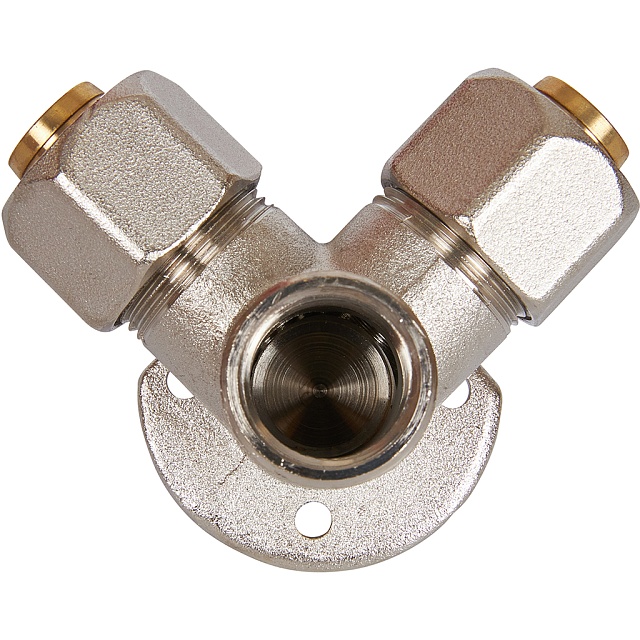 МЦ Тройник с креплением цанга для металлопласта STOUT Ø20х1/2"х20
