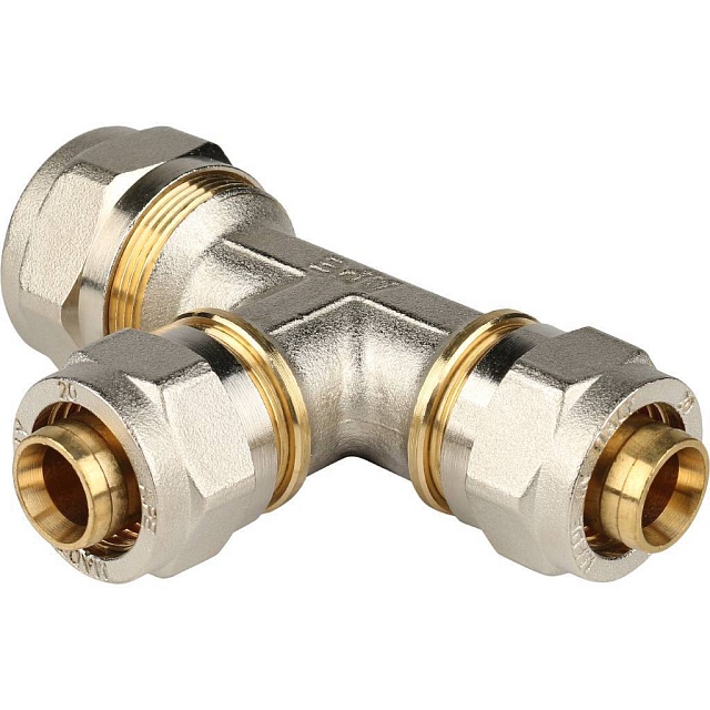 МЦ Тройник переходной цанга для металлопласта STOUT Ø26х20х20