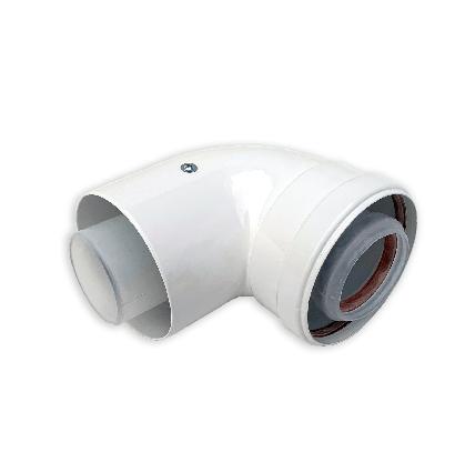 ДХ Колено коаксиальное ESSAN алюминь Ø80/125х90° белое (30шт)