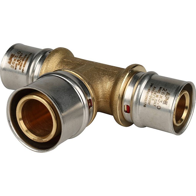 МП Тройник переходной пресс для металлопласта STOUT Ø26х32х26