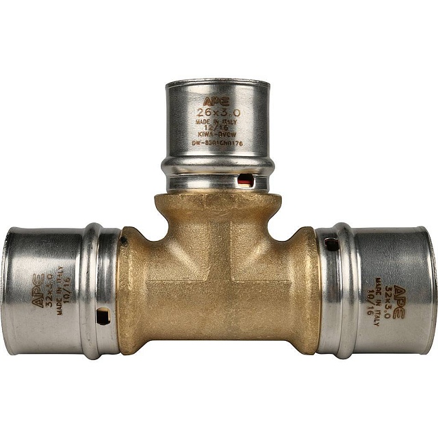 МП Тройник переходной пресс для металлопласта STOUT Ø32х26х32