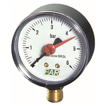 Манометр FAR 1/4&quot; (радиальное соед.), 0-6 бар, 20-80 °C, O 63 мм,