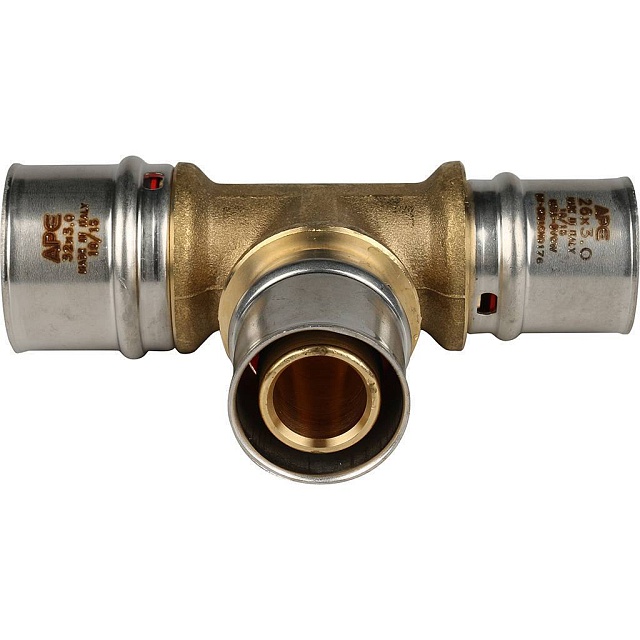 МП Тройник переходной пресс для металлопласта STOUT Ø32х26х26
