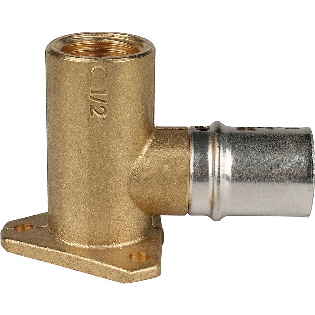 МП Угол резьбовой с креплением пресс для металлопласта STOUT Ø20х1/2", удлиненный