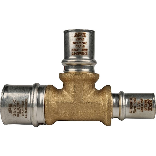 МП Тройник переходной пресс для металлопласта STOUT Ø26х20х16