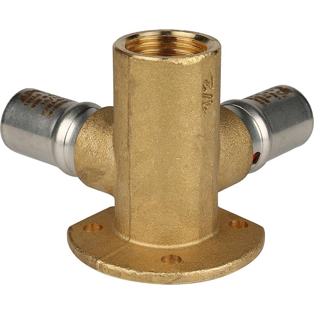 МП Тройник с креплением пресс для металлопласта STOUT Ø16х1/2"