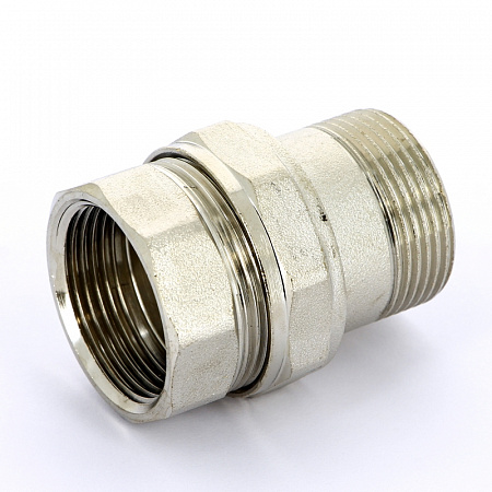 Американка ПРЯМАЯ резьбовая латунная UNI-FITT никель 11/4&quot; ВН, с прокладкой O-RING
