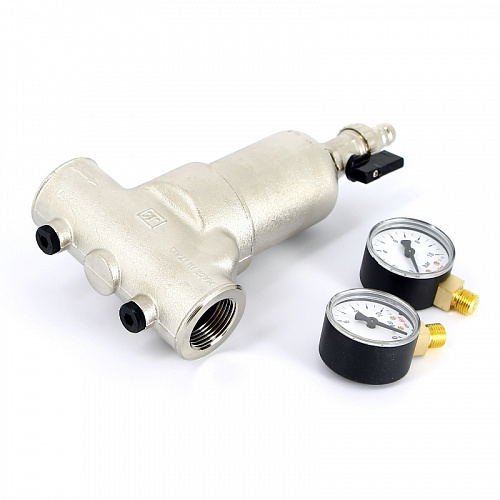 Фильтр промывной два манометра UNI-FITT никель 11/4&amp;quot; ВР-ВР, 300 мкм, латунная колба
