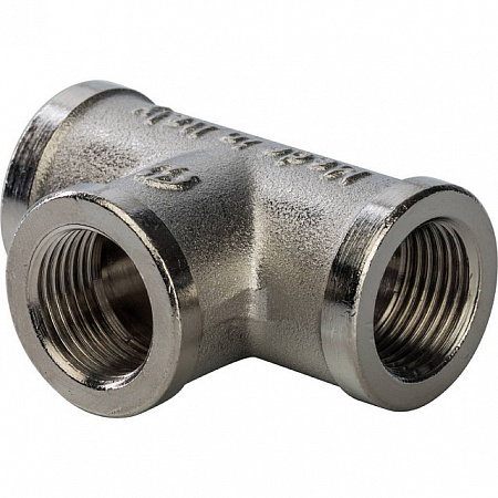 Тройник резьбовой латунный STOUT никель 3/8&quot; В