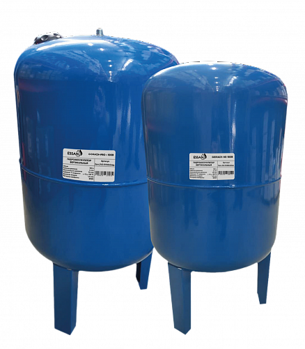 Гидроаккумулятор для воды ESSAN GIDRACH-PRO вертикальный 100 л, 1&amp;quot; Н, синий, проходной, нерж фланец