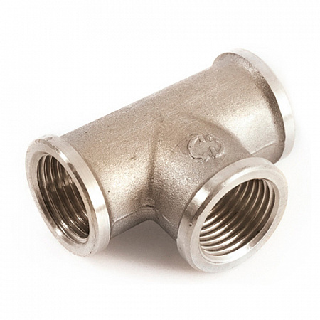 Тройник резьбовой латунный STOUT никель 1/4&quot; В