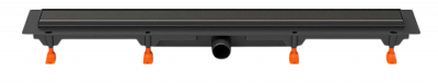 Пластиковый линейный желоб с боковым сливом D50 в черном цвете