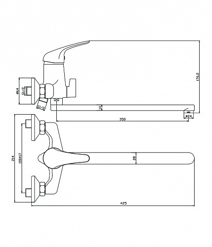 Смеситель для ванны с длинным изливом OLIVE'S LEON 04221LN хром, латунь, упак (8 шт)