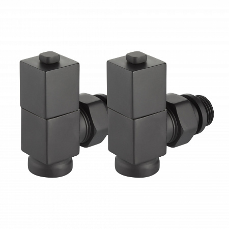 Набор дизайн-вентилей Royal Thermo CUBE, угловой (черный) 1/2&quot; (НС-1422578)