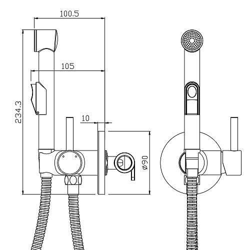 Смеситель встраиваемый с гигиенической лейкой OLIVE'S BALEAR 13131BL хром, латунь, уп. (10 шт)