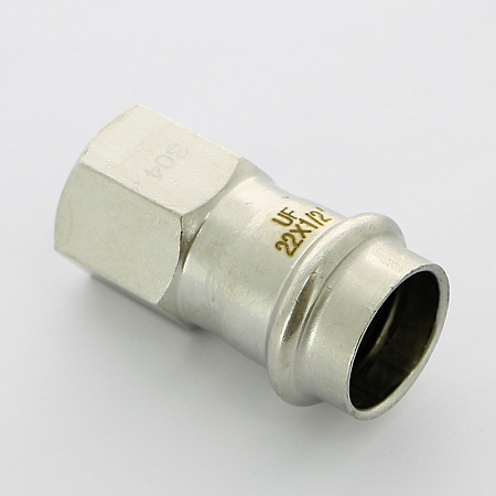 НП Муфта резьбовая пресс из нержавейки UNI-FITT фитинг Ø22x1/2&quot; В