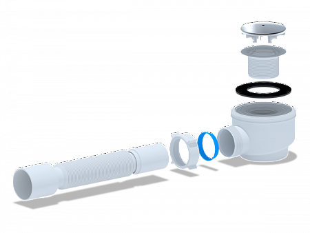 Сифон для душевого поддона с гофрой АНИПЛАСТ E415C 11/2&quot;х50*60 с гибкой трубой 375*40/50 хром