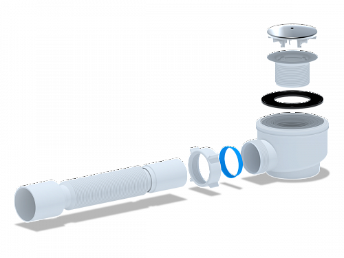 Сифон для душевого поддона с гофрой АНИПЛАСТ E415C 11/2&amp;quot;х50*60 с гибкой трубой 375*40/50 хром