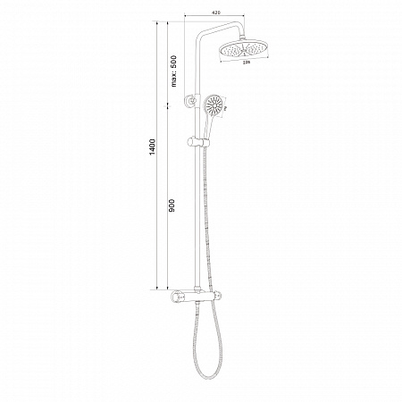 Смеситель для душа с верхним душем OLIVE'S TERMO 34291TM хром, латунь, уп. (5 шт.)