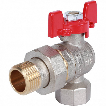 Кран шаровой с американкой угловой ROMMER бабочка 1/2&quot; ВН