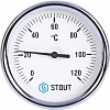 Термометр биметаллический погружной STOUT Ø80-1/2&amp;quot;, гильза 100 мм, +120°C
