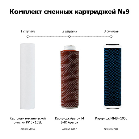 Комплект сменных картриджей ГЕЙЗЕР №9 для БИО для мягкой воды (311, 312)