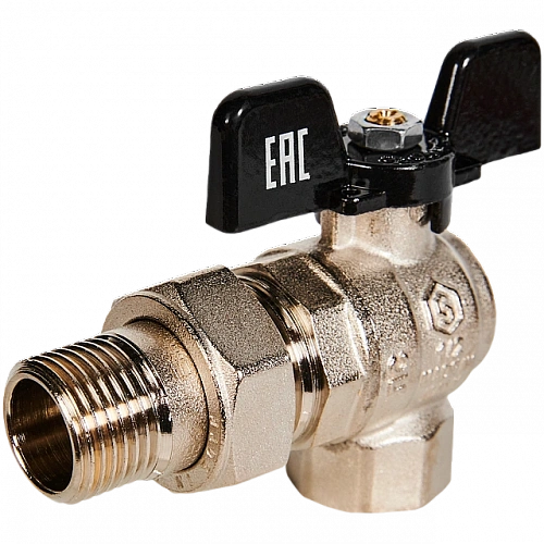 Кран шаровой с американкой угловой STOUT бабочка 1/2&amp;quot; ВР/НР