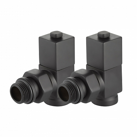 Набор дизайн-вентилей Royal Thermo CUBE, угловой (черный) 1/2&quot; (НС-1422578)