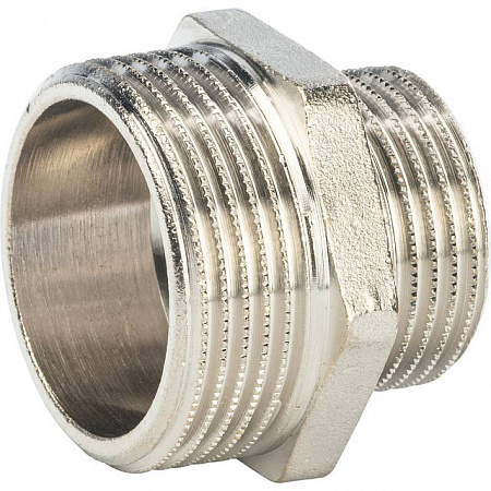 Ниппель переходной резьбовой латунный STOUT никель 11/4&quot;x1&quot; Н