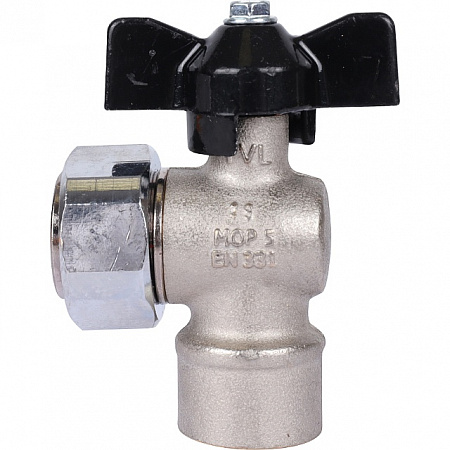 Кран шаровой угловой STOUT бабочка 1/2&quot;х3/4&quot; В, с накидной гайкой