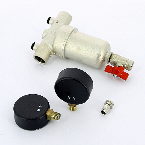 Фильтр промывной два манометра ITAP 189 никель 3/4&amp;quot; ВР-ВР, 300 мкм, латунная колба (27642G)