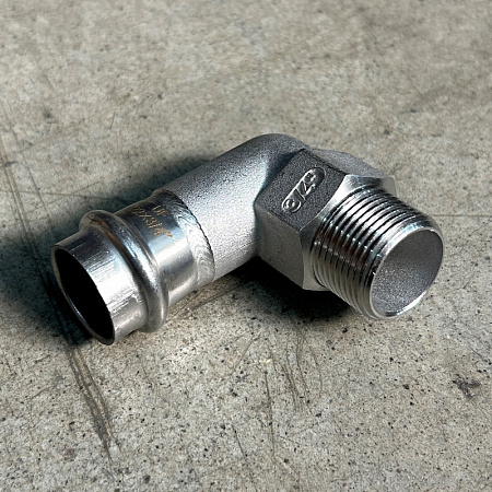 НП Угол резьбовой пресс из нержавейки UNI-FITT фитинг Ø22x3/4&quot; Н