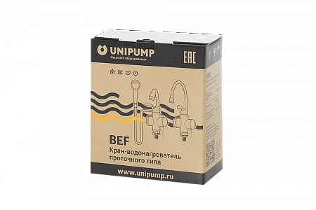 Смеситель-кран водонагреватель проточный UNIPUMP BEF-016-03, 3кВт (хром)