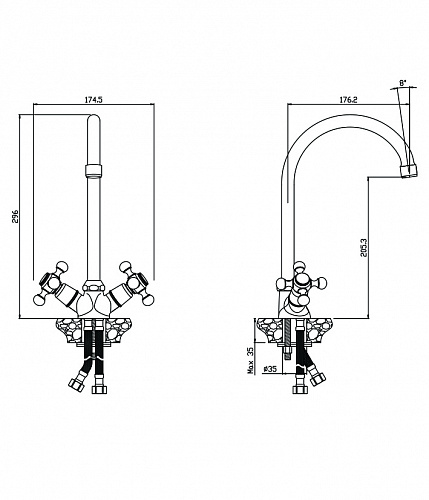 Смеситель для кухни OLIVE'S GIRONA 01431GR хром, латунь, упак (10 шт)