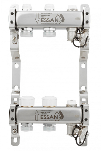 Коллекторная группа ESSAN GROUP803 нержавейка 1&amp;quot;x3/4&amp;quot; EK -2 выхода, без расходомеров (204 мм)