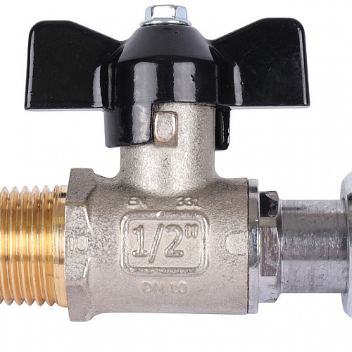 Кран шаровой STOUT бабочка 1/2&amp;quot;х1/2&amp;quot; Н, с накидной гайкой