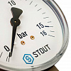 Манометр радиальный STOUT Ø80-1/2&amp;quot;, 16 бар, вертикальное подключение
