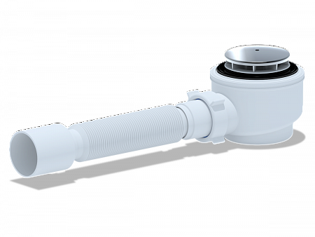 Сифон для душевого поддона с гофрой АНИПЛАСТ E415C 11/2&quot;х50*60 с гибкой трубой 375*40/50 хром