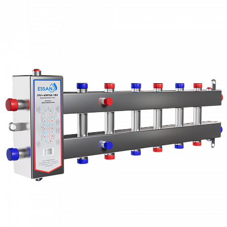 Коллектор котловой с гидрострелкой ESSAN ГРУ+КМГ 60-7ВУ НЕРЖАВЕЮЩАЯ СТАЛЬ с 3-мя кронштейнами