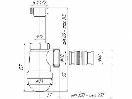 АНИПЛАСТ Сифон 11/2&quot;х40 без выпуска  с г/тр.40х40