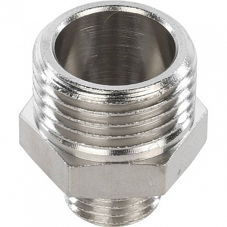 Ниппель переходной резьбовой латунный STOUT никель 1/2&quot;x1/4&quot; Н