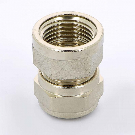 Муфта обжимная латунная UNI-FITT никель Ø16х1/2&quot; В