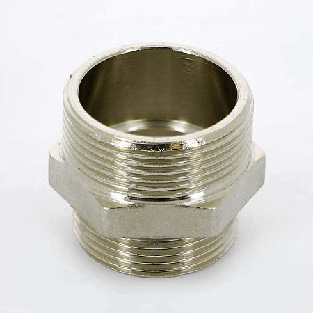 Ниппель переходной резьбовой латунный UNI-FITT никель 11/2&quot;х11/4&quot;
