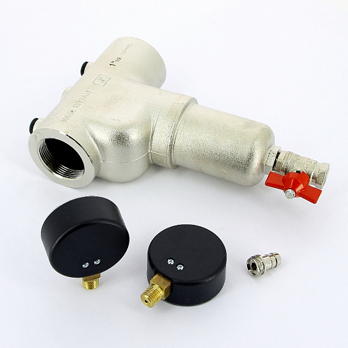 Фильтр промывной два манометра ITAP 189 никель 11/2&amp;quot; ВР-ВР, 300 мкм, латунная колба (27642)