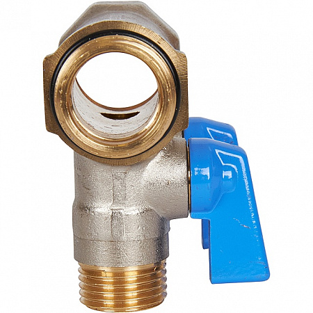 Коллектор распределительный шаровой STOUT никель 3/4&quot;x1/2&quot; -2 выхода, (синие ручки), евроконус