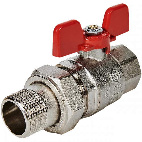 Кран шаровой полнопроходной с американкой STOUT ручка бабочка 3/4&amp;quot; ВР/НР (EPDM)