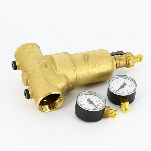 Фильтр промывной два манометра UNI-FITT без покрытия 11/4&amp;quot; ВР-ВР, 300 мкм, латунная колба